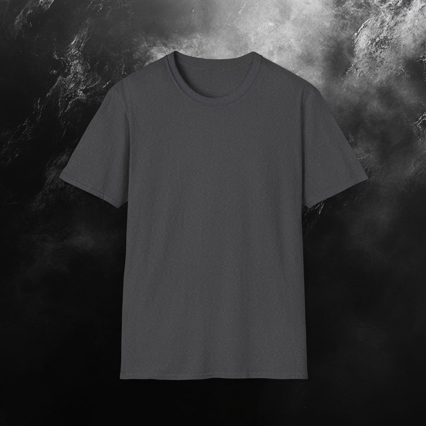 front side of grey t-shirt featuring a muscular winged figure with a red moon background and the phrase 'Never Quit' in bold red text, complemented by the DubBeast logo